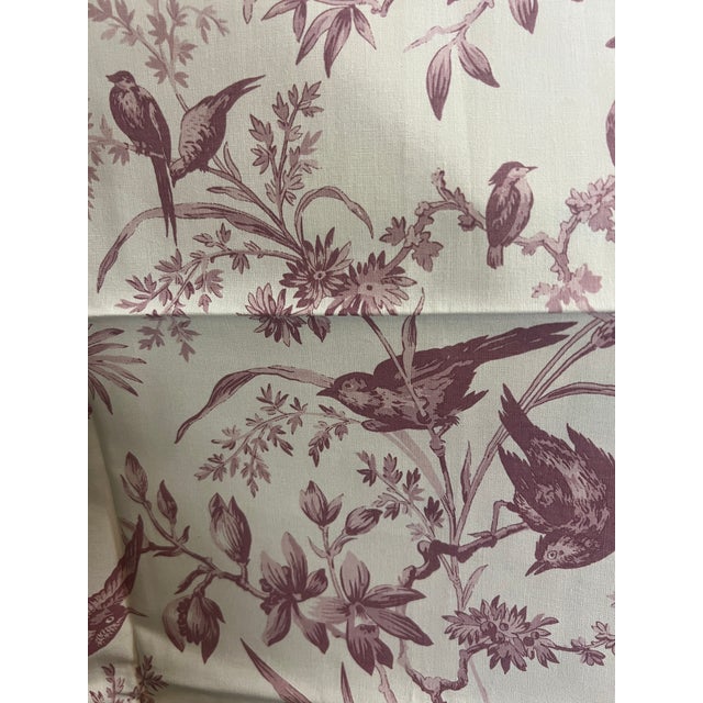 A charming Vintage print of birds and flowering branches in lavender on cream Measures 28” w by 31” length From Brunschwig...