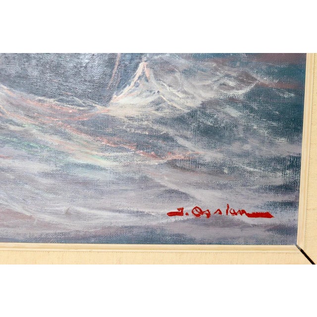 Mid-Century Modern Johan Ossian Andersson, Sailing at Sunset, 1950s, Oil on Canvas, Framed For Sale - Image 3 of 11