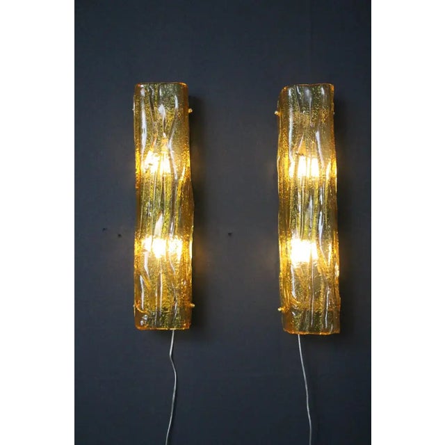 Golden Square Murano Glass Sconces in the style of Mazzega, 1980s, Set of 2 For Sale - Image 6 of 16