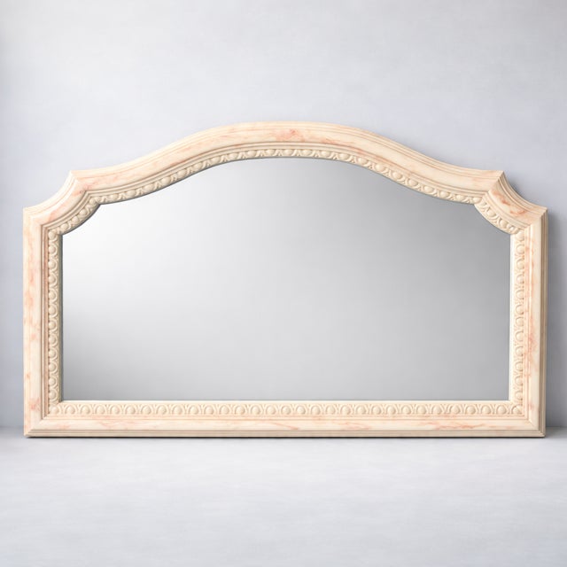 Vintage Onyx Effect Overmantel Wall Mirror with Scalloped Shell Edge, 1970s For Sale - Image 4 of 4