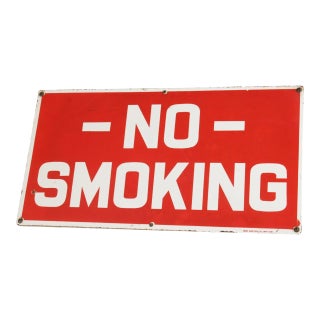 Antique Porcelain & Steel No Smoking Sign For Sale