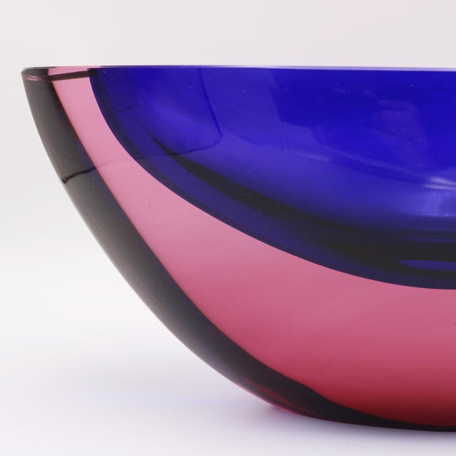 " Sommerso " Italian Art Glass vase attributed to Flavio Poli. Decorative low vase crafted of thick art glass in hues of...