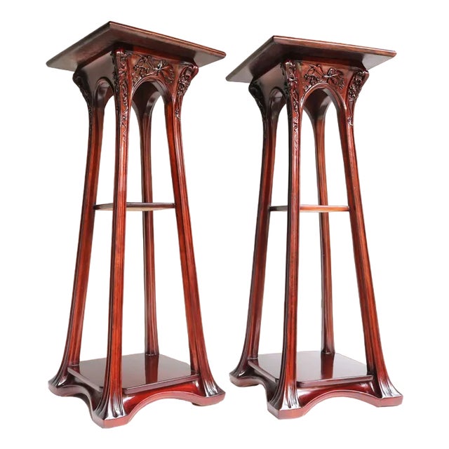 Art Nouveau Plant Stands / Pedestals by Louis Majorelle, France, 1907, Set of 2 For Sale