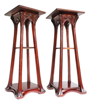 Art Nouveau Plant Stands / Pedestals by Louis Majorelle, France, 1907, Set of 2