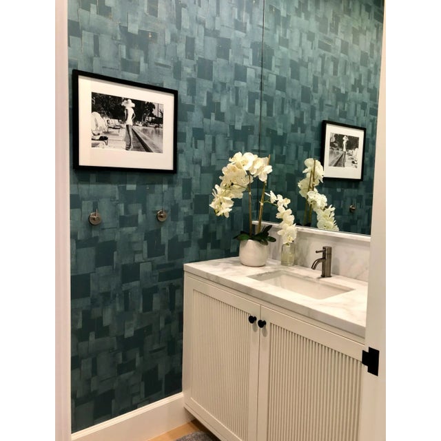 Cubist Teal wallpaper. Heavy vinyl. Rich teal color with varigated cubist pattern. Really fun wallpaper. Check out the...