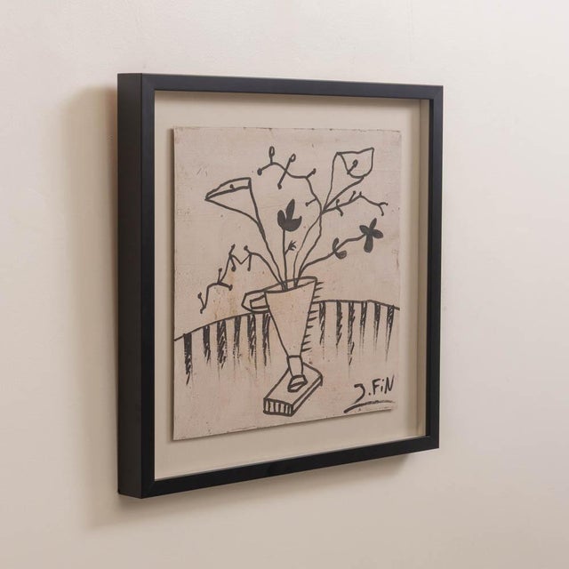 1950s 1950s Original Still Life With Flowers Drawing by José Fin, Signed For Sale - Image 5 of 7