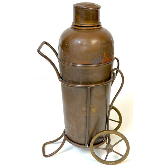 Italian Interwar Industrial Copper Cocktail Shaker with Wheeled Caddy, 1925-35 For Sale - Image 9 of 18