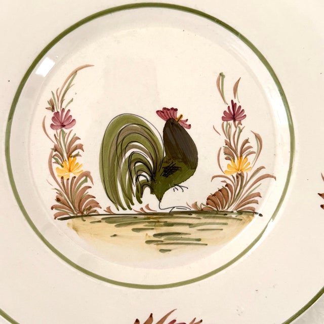 French Country French Country Hand-Painted Rooster Plate For Sale - Image 3 of 6
