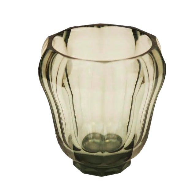 Art Deco Crystal Glass Vase For Sale