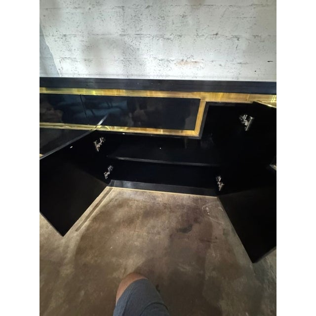 Black Jean Claude Mahey Design Black Laquer and Brass Sideboard For Sale - Image 8 of 8