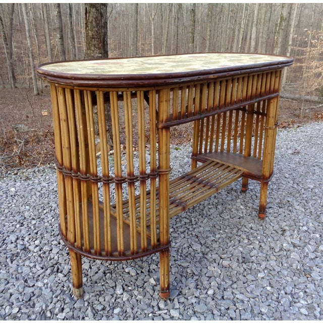 Antique 1900's Stick Wicker Rattan Bamboo Console Table Vanity Chairish