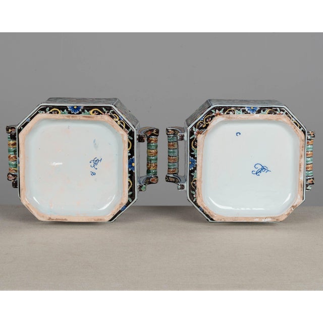 19th Century French Desvres Jardinière and Cachepot Set of 3 For Sale - Image 13 of 17