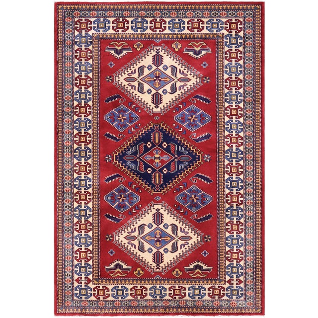 Shabby Chic Rustic Shirwan Red/Beige Wool Rug - 4'4''x6'6'' For Sale - Image 10 of 10