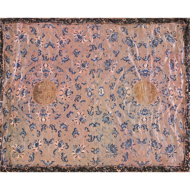 Rectangle Wool Allover Geometric Hand Knotted Pile 1920s Large Antique Blue Rug, Circa Date: 1920s. This exceptional...