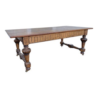 Late 19th Century Antique Oak English Library Table For Sale