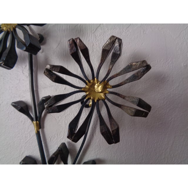 Swedish Brutalist Iron and Gold Flower Wall Sculpture, 1960s For Sale - Image 16 of 18