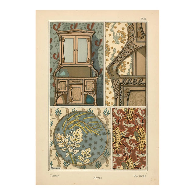 "Navet, Pl. 6" Art Nouveau Pochoir by g.a. Bourgeot For Sale