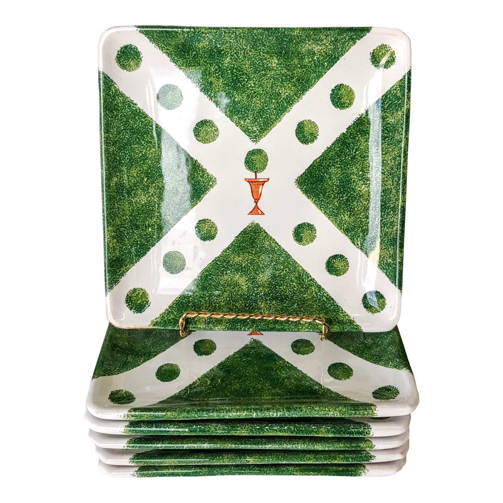 Vintage Deruta of Italy Alabaster Giardino Topiary Plates, Set of 6 ...