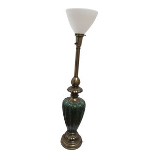 Rembrandt Emerald Green Tall Lamp With Glass Shade For Sale