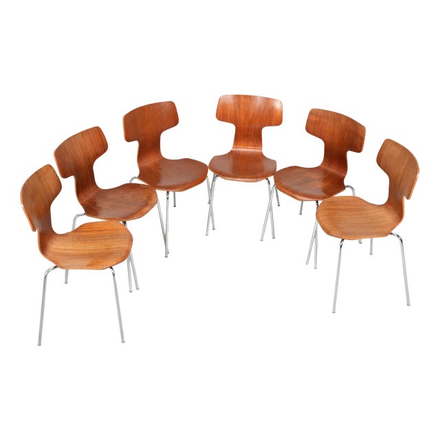 Model 3103 Chairs by Arne Jacobsen for Fritz Hansen, 1950s, Set of 6 For Sale