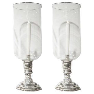 Silver and Glass Lanterns, 1900s, Set of 2 For Sale