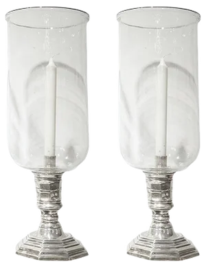 Silver and Glass Lanterns, 1900s, Set of 2