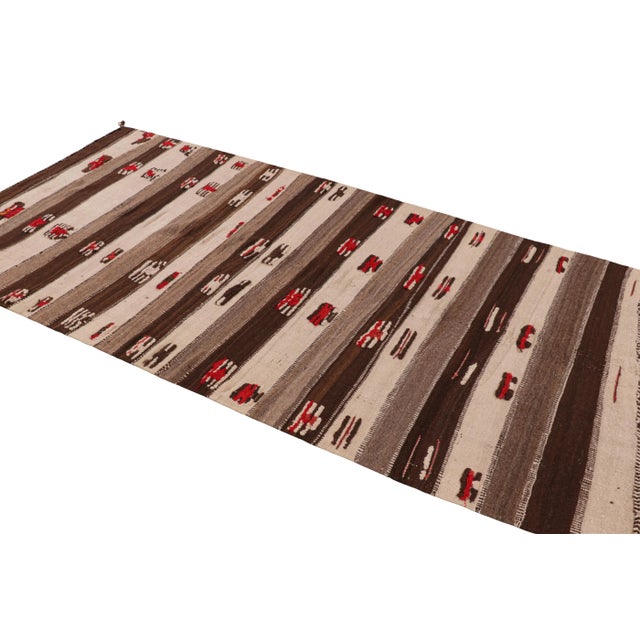 Rug & Kilim Vintage Moroccan Kilim Rug With Beige-Brown Stripes, From Rug & Kilim For Sale - Image 4 of 7