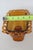 Ftda 1981 Amber Golden Brown Pressed Glass Embossed Pedestal Candy Dish 5088b For Sale - Image 15 of 18