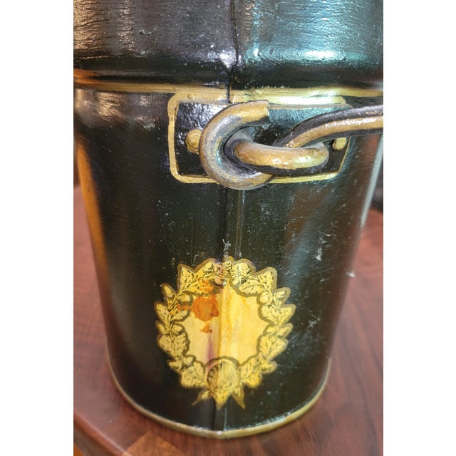 1960s Metal English Hand Painted Bucket For Sale - Image 4 of 4