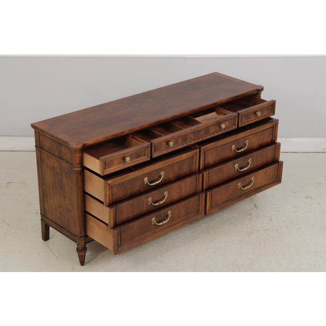 Henredon Henredon Villa Borghese 9 Drawer Walnut Dresser For Sale - Image 4 of 17