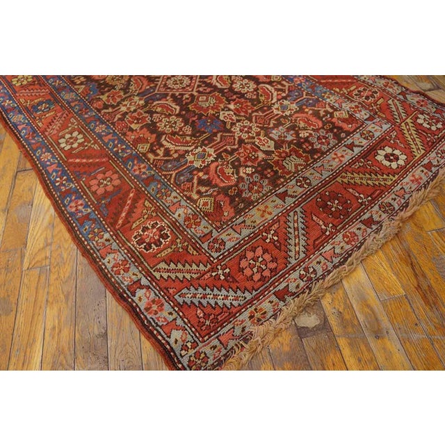 Late 19th Century 1890s Brown Herati Antique n.w. Persian Bakshaiesh Runner Rug 3'5" X 14'3" Handknotted Wool Carpet For Sale - Image 5 of 6