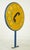 Mid Century Italian double sided public telephone sign made of a steel blue painted base and a round yellow aluminum sign...