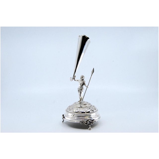Silver Silver Toothpick Holder with Warrior For Sale - Image 8 of 10