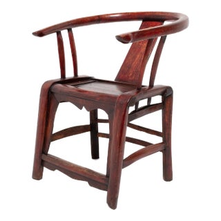 Chinese Red Lacquer Roundback Chair, 19th C. For Sale
