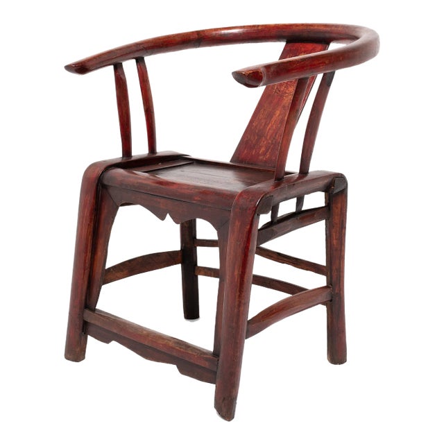 Chinese Red Lacquer Roundback Chair, 19th C. For Sale