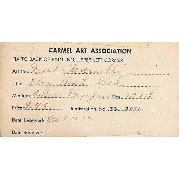 'Blue Heart Rock' by Isabel Tavernetti, 1972, California Woman Artist, Carmel Art Association For Sale In Monterey, CA - Image 6 of 7