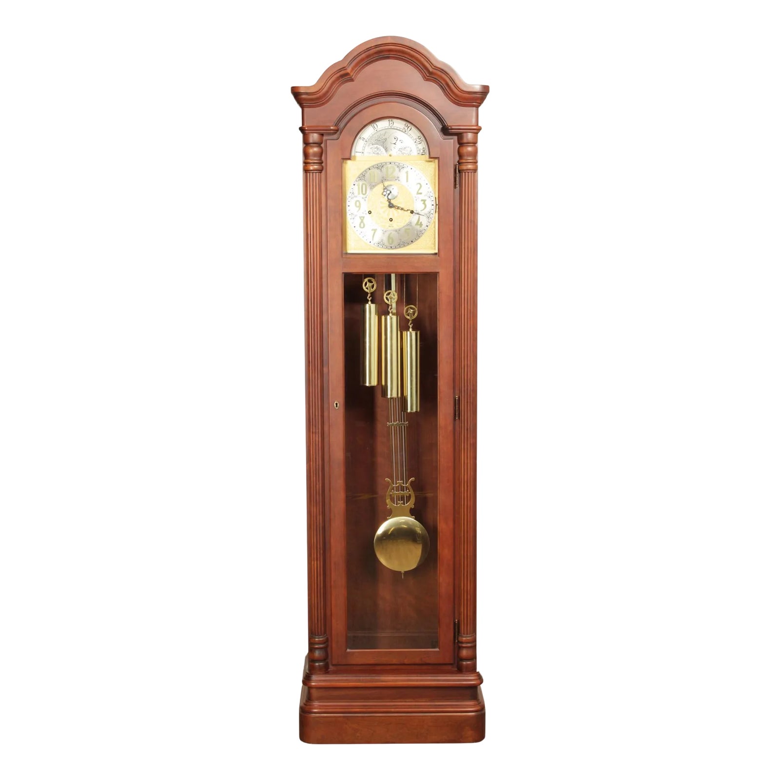 1990s Ridgeway Traditional Cherry Grandfather Clock Chairish