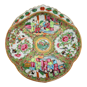 19th Century, Chinese Rose Medallion Porcelain Shrimp Dish - Finely Detailed