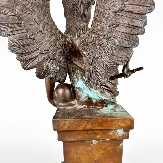 Metal Antique Broze Sculpture of Angel with Sword, 1890s For Sale - Image 7 of 11