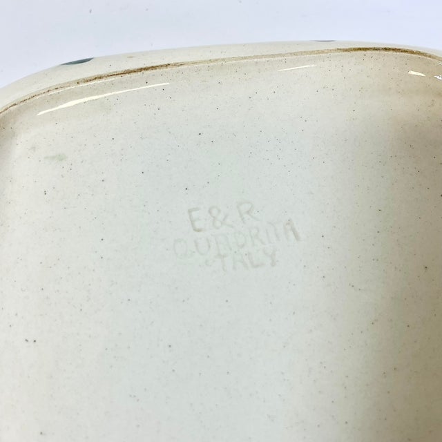 1960s Vintage Italian Majolica Hollywood Regency Nove Rose Square Serving Bowl. For Sale - Image 9 of 12