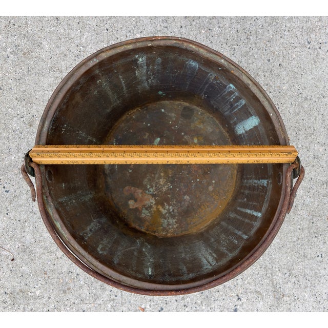 Copper Ca 19th Century Copper Bucket/Cauldron With Iron Handle For Sale - Image 8 of 9