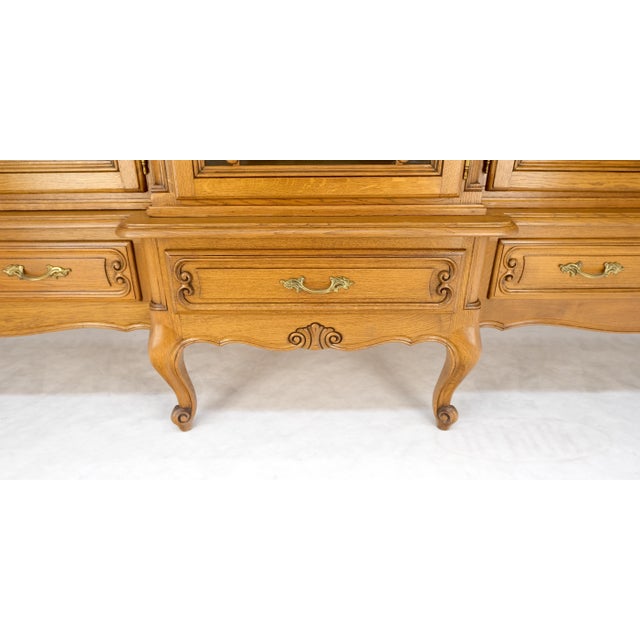 Carved Oak Oversize 5 Doors Long Credenza Cabinet Sideboard w/ Shelves Drawer For Sale - Image 12 of 17