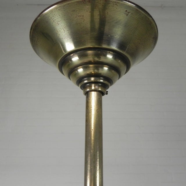 Metal Art Deco Pendant Lamp with 12-Sided Glass Ball, 1930s For Sale - Image 7 of 15