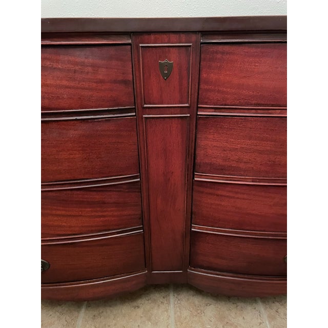 Dixie Furniture Co. Vintage Mid-Century Modern Dixie Mahogany Bowfront Dresser For Sale - Image 4 of 12