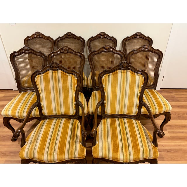 1970s Karges Louis XV-Style Carved Walnut Dining Chairs — Set of 10 For Sale - Image 12 of 17