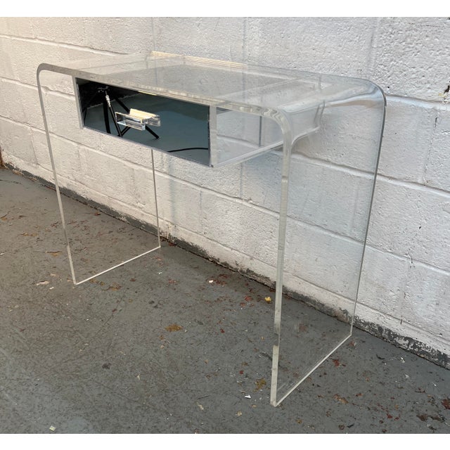 Mid-Century Modern Vintage Lucite Waterfall Vanity Desk For Sale - Image 3 of 11