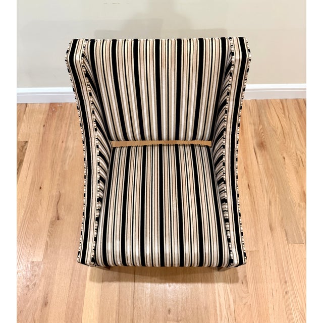 Eight Designmaster "Miami Host" Dining Chairs in Duralee Velvet Stripe For Sale - Image 9 of 9