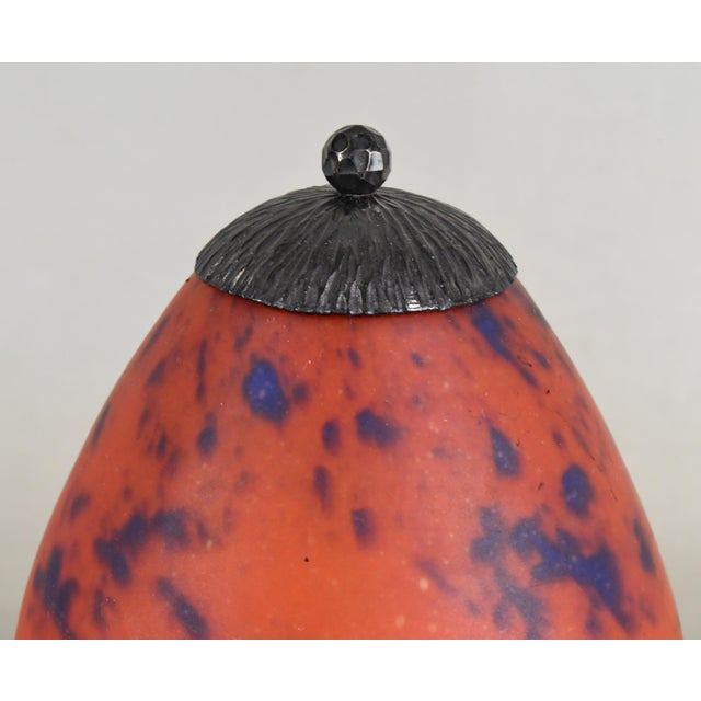 1920s Schneider French Art Deco Table Night Lamp - Orange Glass For Sale - Image 9 of 9