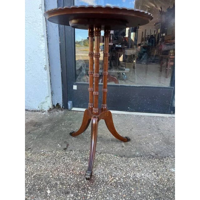 Early 20th Century Antique Mahogany Crust Edge Faux Bamboo Pedestal. Occasional Side Table For Sale - Image 9 of 12