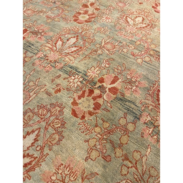 Drawing/Sketching Materials Early 20th Century Light Blue and Coral Antique Mahal Rug, Handmade Oriental Rug, 8'9"x12'11" For Sale - Image 7 of 12